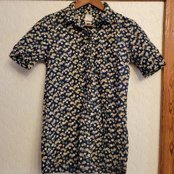 Gap Fitted Boyfriend Short Sleeve Shirt Women's M Tall Floral Print - Picture 4 of 7